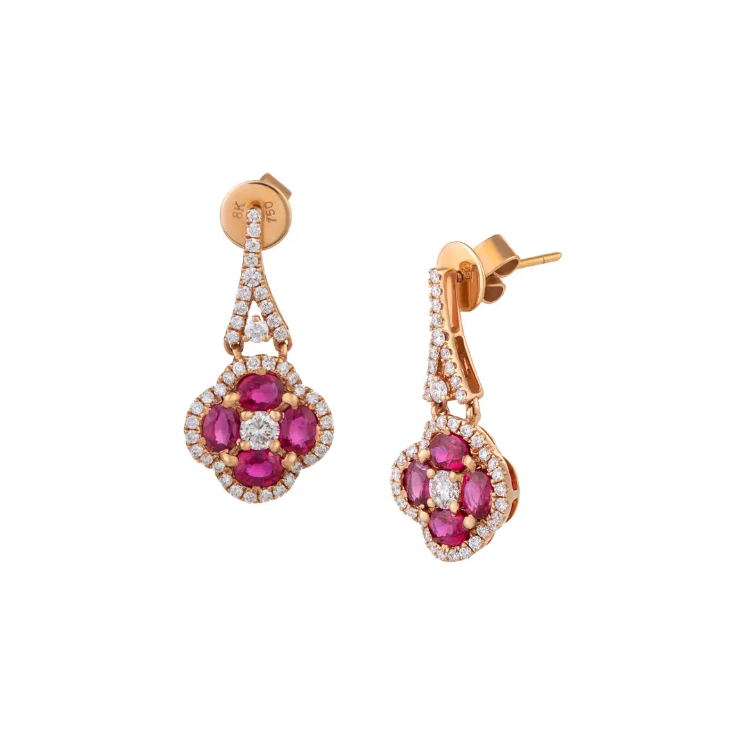 Statemet Ruby & Diamond Daisy Drop Earrings – Imad Baadarani Jewelry